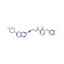 CN1CCN(c2cnc3ccc(C#CCNC(=O)c4cncn(Cc5ccc(F)c(F)c5)c4=O)cc3n2)CC1 ZINC000096176138