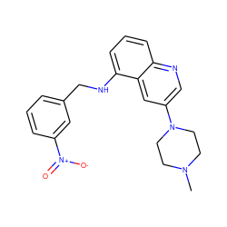 CN1CCN(c2cnc3cccc(NCc4cccc([N+](=O)[O-])c4)c3c2)CC1 ZINC000071316619