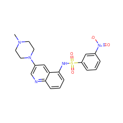 CN1CCN(c2cnc3cccc(NS(=O)(=O)c4cccc([N+](=O)[O-])c4)c3c2)CC1 ZINC000071316952