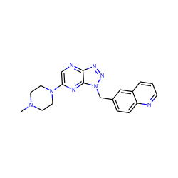 CN1CCN(c2cnc3nnn(Cc4ccc5ncccc5c4)c3n2)CC1 ZINC000095555548