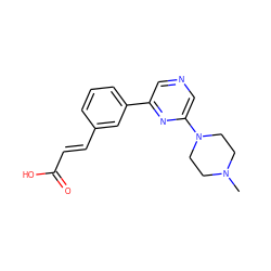 CN1CCN(c2cncc(-c3cccc(/C=C/C(=O)O)c3)n2)CC1 ZINC000040950838