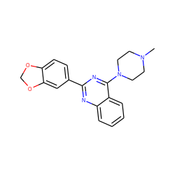 CN1CCN(c2nc(-c3ccc4c(c3)OCO4)nc3ccccc23)CC1 ZINC000004266021