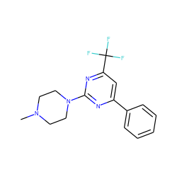 CN1CCN(c2nc(-c3ccccc3)cc(C(F)(F)F)n2)CC1 ZINC000000213174