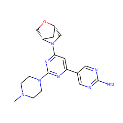 CN1CCN(c2nc(-c3cnc(N)nc3)cc(N3C[C@@H]4C[C@H]3CO4)n2)CC1 ZINC000221158273