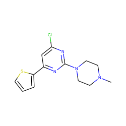 CN1CCN(c2nc(Cl)cc(-c3cccs3)n2)CC1 ZINC000013808374