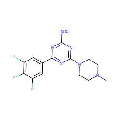 CN1CCN(c2nc(N)nc(-c3cc(F)c(F)c(F)c3)n2)CC1 ZINC000169349149