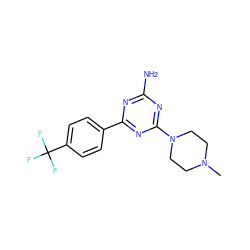 CN1CCN(c2nc(N)nc(-c3ccc(C(F)(F)F)cc3)n2)CC1 ZINC000169349141