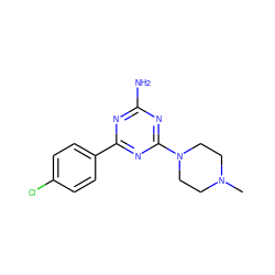 CN1CCN(c2nc(N)nc(-c3ccc(Cl)cc3)n2)CC1 ZINC000169349136