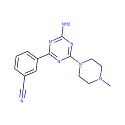 CN1CCN(c2nc(N)nc(-c3cccc(C#N)c3)n2)CC1 ZINC000169349135