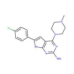 CN1CCN(c2nc(N)nc3[nH]c(-c4ccc(Cl)cc4)cc23)CC1 ZINC000095595372