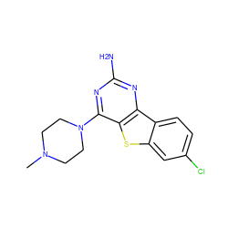 CN1CCN(c2nc(N)nc3c2sc2cc(Cl)ccc23)CC1 ZINC000073168491