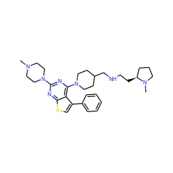 CN1CCN(c2nc(N3CCC(CNCC[C@H]4CCCN4C)CC3)c3c(-c4ccccc4)csc3n2)CC1 ZINC000653751496