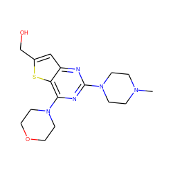 CN1CCN(c2nc(N3CCOCC3)c3sc(CO)cc3n2)CC1 ZINC001772579630