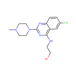 CN1CCN(c2nc(NCCO)c3cc(Cl)ccc3n2)CC1 ZINC000040950286