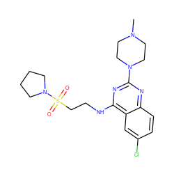 CN1CCN(c2nc(NCCS(=O)(=O)N3CCCC3)c3cc(Cl)ccc3n2)CC1 ZINC000045339213