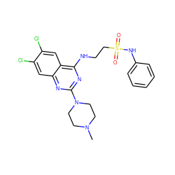 CN1CCN(c2nc(NCCS(=O)(=O)Nc3ccccc3)c3cc(Cl)c(Cl)cc3n2)CC1 ZINC000045337998