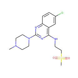 CN1CCN(c2nc(NCCS(C)(=O)=O)c3cc(Cl)ccc3n2)CC1 ZINC000045367695