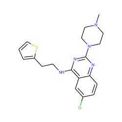 CN1CCN(c2nc(NCCc3cccs3)c3cc(Cl)ccc3n2)CC1 ZINC000040380445