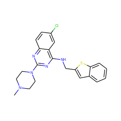 CN1CCN(c2nc(NCc3cc4ccccc4s3)c3cc(Cl)ccc3n2)CC1 ZINC000040848611