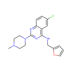 CN1CCN(c2nc(NCc3ccco3)c3cc(Cl)ccc3n2)CC1 ZINC000040380521