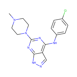 CN1CCN(c2nc(Nc3ccc(Cl)cc3)c3cn[nH]c3n2)CC1 ZINC000096928135