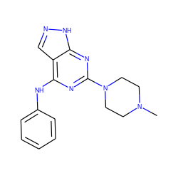 CN1CCN(c2nc(Nc3ccccc3)c3cn[nH]c3n2)CC1 ZINC000096928132