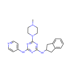 CN1CCN(c2nc(Nc3ccncc3)nc(NC3Cc4ccccc4C3)n2)CC1 ZINC000045285522