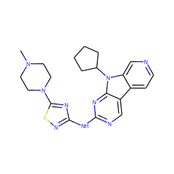 CN1CCN(c2nc(Nc3ncc4c5ccncc5n(C5CCCC5)c4n3)ns2)CC1 ZINC000169706714