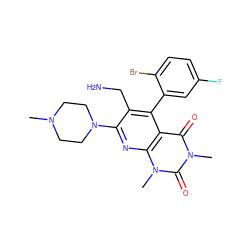 CN1CCN(c2nc3c(c(-c4cc(F)ccc4Br)c2CN)c(=O)n(C)c(=O)n3C)CC1 ZINC000034663112