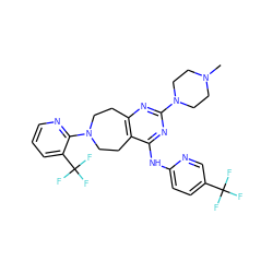 CN1CCN(c2nc3c(c(Nc4ccc(C(F)(F)F)cn4)n2)CCN(c2ncccc2C(F)(F)F)CC3)CC1 ZINC000144517800