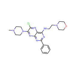 CN1CCN(c2nc3nc(-c4ccccc4)nc(NCCN4CCOCC4)c3nc2Cl)CC1 ZINC000142784532