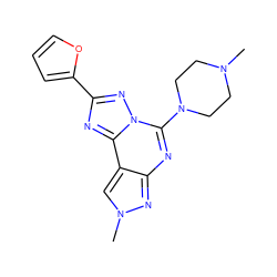 CN1CCN(c2nc3nn(C)cc3c3nc(-c4ccco4)nn23)CC1 ZINC000095576302