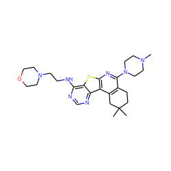 CN1CCN(c2nc3sc4c(NCCN5CCOCC5)ncnc4c3c3c2CCC(C)(C)C3)CC1 ZINC000064540646