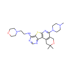 CN1CCN(c2nc3sc4c(NCCN5CCOCC5)ncnc4c3c3c2COC(C)(C)C3)CC1 ZINC000035936623