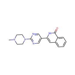 CN1CCN(c2ncc(-c3cc4ccccc4c(=O)[nH]3)cn2)CC1 ZINC001772606168