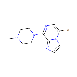 CN1CCN(c2ncc(Br)n3ccnc23)CC1 ZINC000013728045