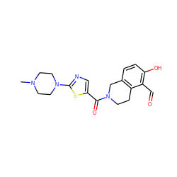 CN1CCN(c2ncc(C(=O)N3CCc4c(ccc(O)c4C=O)C3)s2)CC1 ZINC000221062730