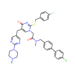 CN1CCN(c2ncc(Cc3cn(CC(=O)N(C)Cc4ccc(-c5ccc(Cl)cc5)cc4)c(SCc4ccc(F)cc4)nc3=O)cn2)CC1 ZINC000027629482