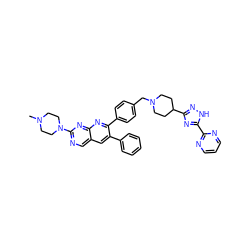 CN1CCN(c2ncc3cc(-c4ccccc4)c(-c4ccc(CN5CCC(c6n[nH]c(-c7ncccn7)n6)CC5)cc4)nc3n2)CC1 ZINC000044352127