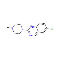 CN1CCN(c2ncc3cc(Cl)ccc3n2)CC1 ZINC000095554926