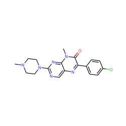 CN1CCN(c2ncc3nc(-c4ccc(Cl)cc4)c(=O)n(C)c3n2)CC1 ZINC000004238937