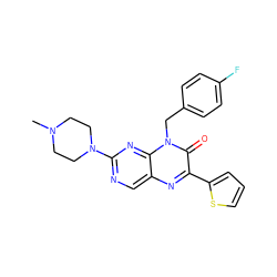 CN1CCN(c2ncc3nc(-c4cccs4)c(=O)n(Cc4ccc(F)cc4)c3n2)CC1 ZINC000004238985