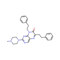 CN1CCN(c2ncc3nc(CCc4ccccc4)c(=O)n(CCc4ccccc4)c3n2)CC1 ZINC000004238924