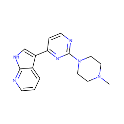 CN1CCN(c2nccc(-c3c[nH]c4ncccc34)n2)CC1 ZINC001242860738