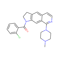 CN1CCN(c2nccc3cc4c(cc23)N(C(=O)c2ccccc2Cl)CC4)CC1 ZINC000028526866