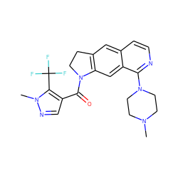 CN1CCN(c2nccc3cc4c(cc23)N(C(=O)c2cnn(C)c2C(F)(F)F)CC4)CC1 ZINC000028525705