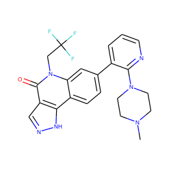 CN1CCN(c2ncccc2-c2ccc3c4[nH]ncc4c(=O)n(CC(F)(F)F)c3c2)CC1 ZINC000220103590