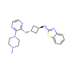 CN1CCN(c2nccnc2O[C@H]2C[C@H](Nc3nc4ccccc4s3)C2)CC1 ZINC000146874969