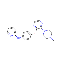 CN1CCN(c2nccnc2Oc2ccc(Nc3ccccn3)cc2)CC1 ZINC000139289813