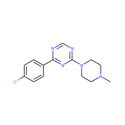 CN1CCN(c2ncnc(-c3ccc(Cl)cc3)n2)CC1 ZINC000059113346